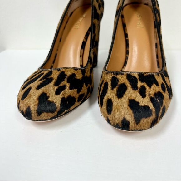 J McLaughlin Mila 9 Leopard Cow Hair Chunky Heels Round Toe - Picture 2 of 7